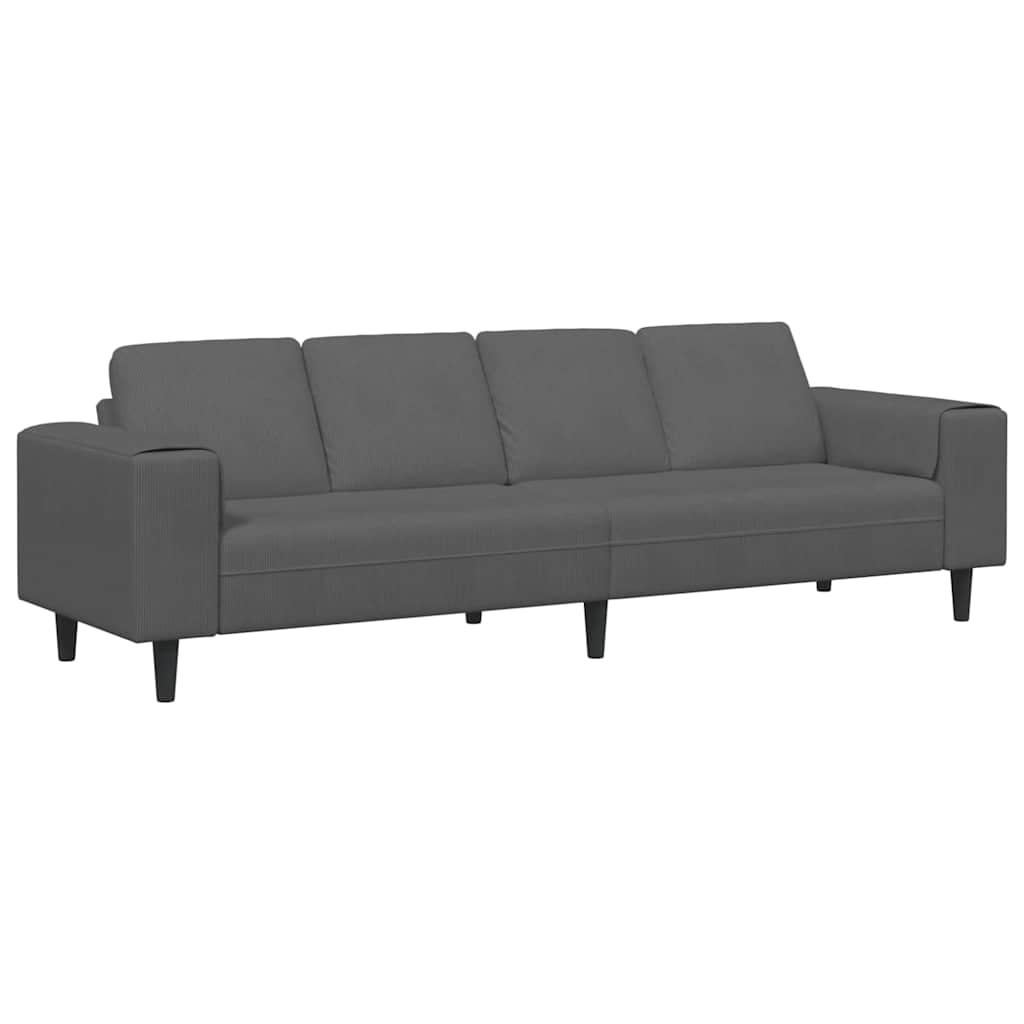 Divano Grigio scuro 250 x 77 x 76 cm Tessuto in Cords | homemem39