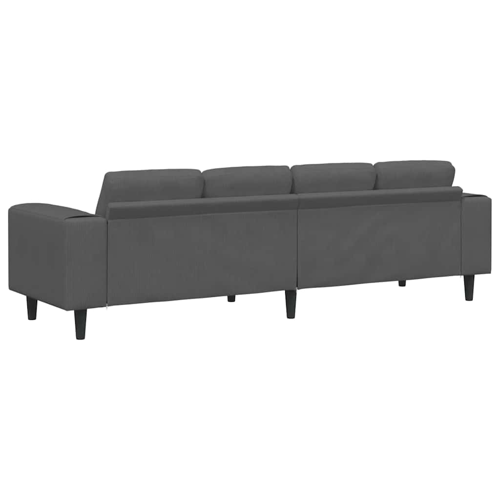 Divano Grigio scuro 250 x 77 x 76 cm Tessuto in Cords | homemem39
