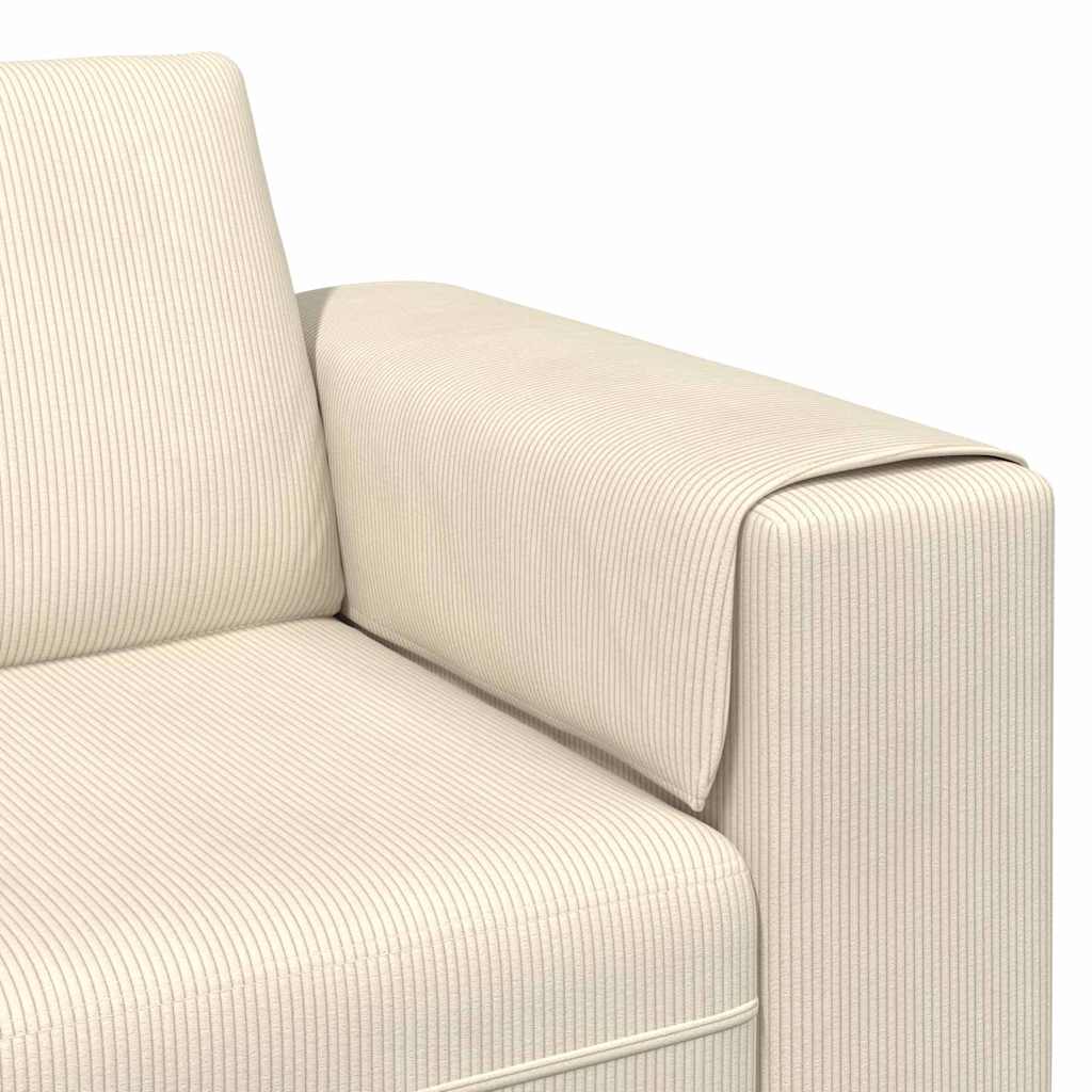 Divano Crema 250 x 77 x 76 cm Tessuto in Cords | homemem39
