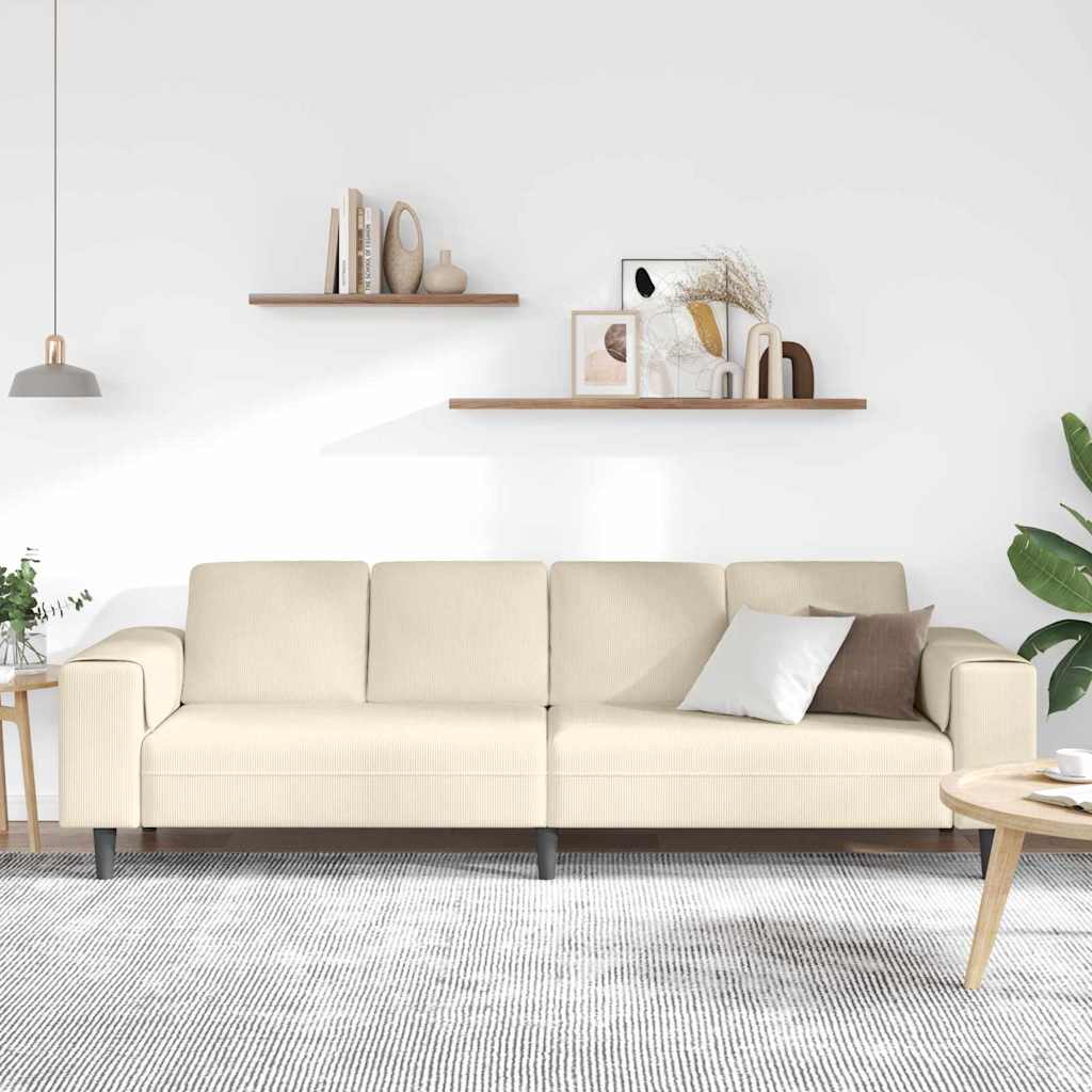 Divano Crema 250 x 77 x 76 cm Tessuto in Cords | homemem39