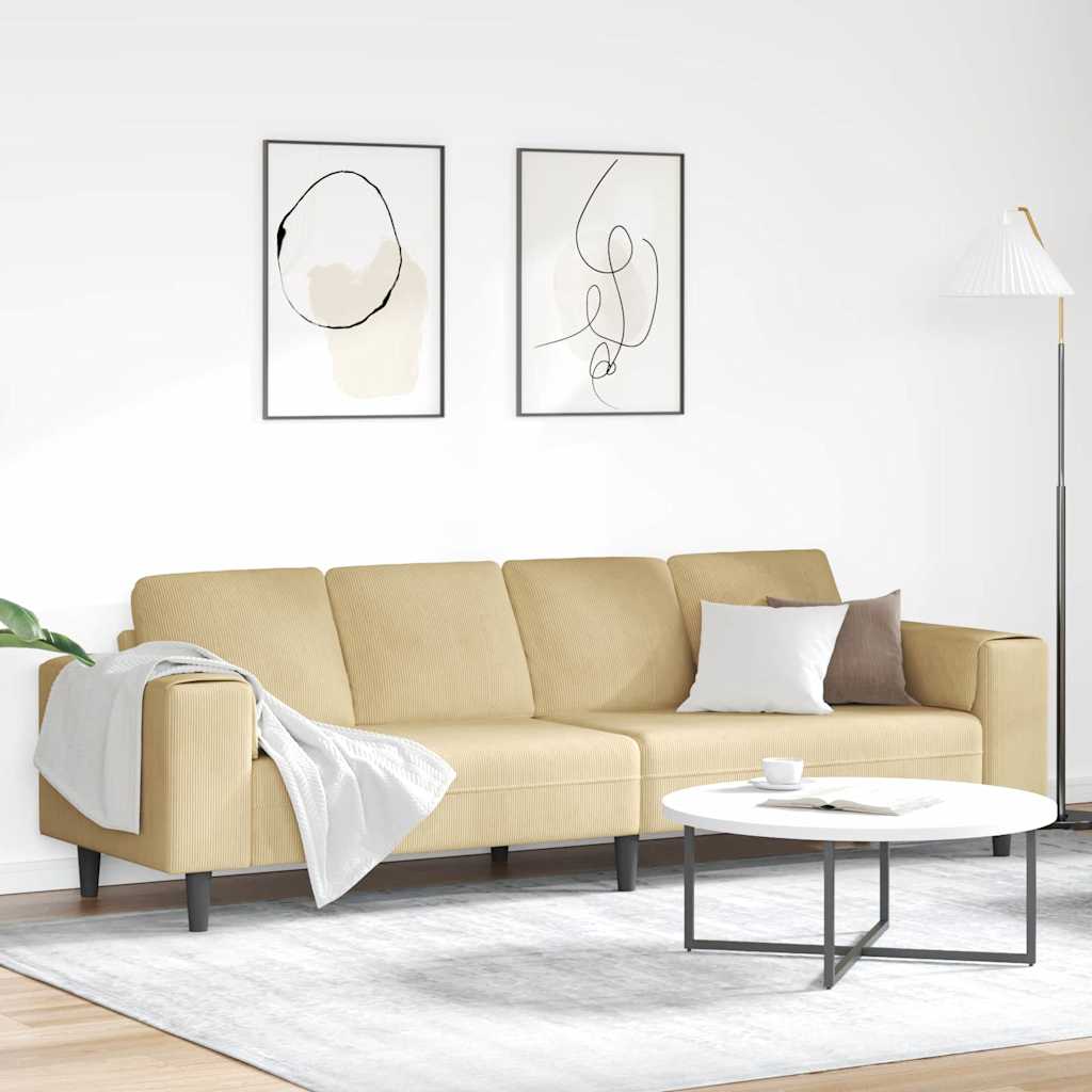 Divano Grigio Verde 250 x 77 x 76 cm Tessuto in Cords | homemem39