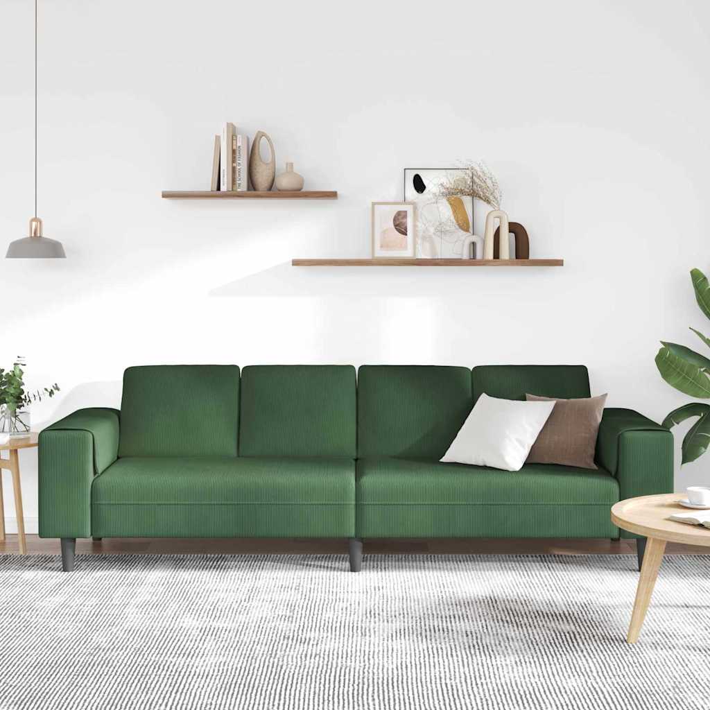 Divano Verde Scuro 250 x 77 x 76 cm Tessuto in Cords | homemem39