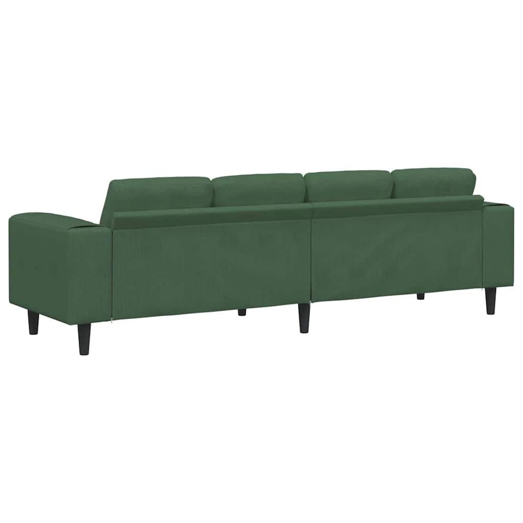 Divano Verde Scuro 250 x 77 x 76 cm Tessuto in Cords | homemem39