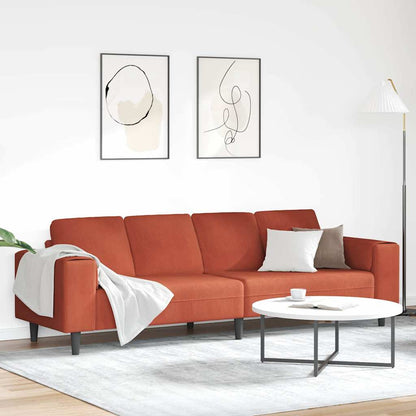 Divano Rosso Arancio 250 x 77 x 76 cm Tessuto in Cords