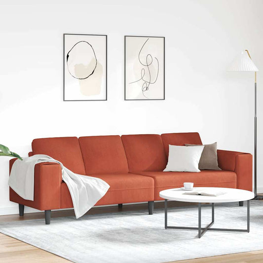 Divano Rosso Arancio 250 x 77 x 76 cm Tessuto in Cords