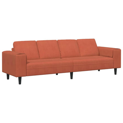 Divano Rosso Arancio 250 x 77 x 76 cm Tessuto in Cords