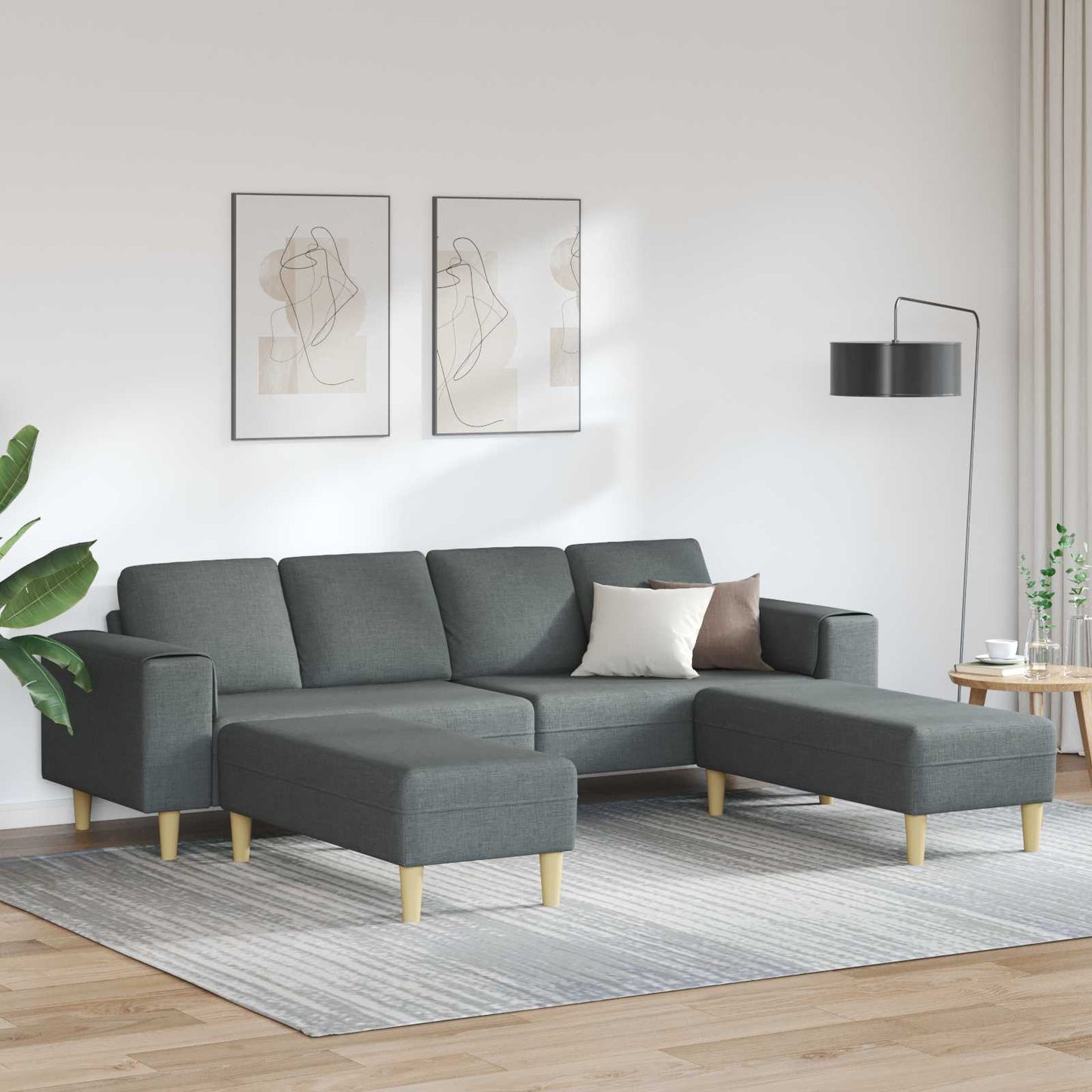 Divano per Soggiorno 3 pcs Grigio scuro Poliestere | homemem39