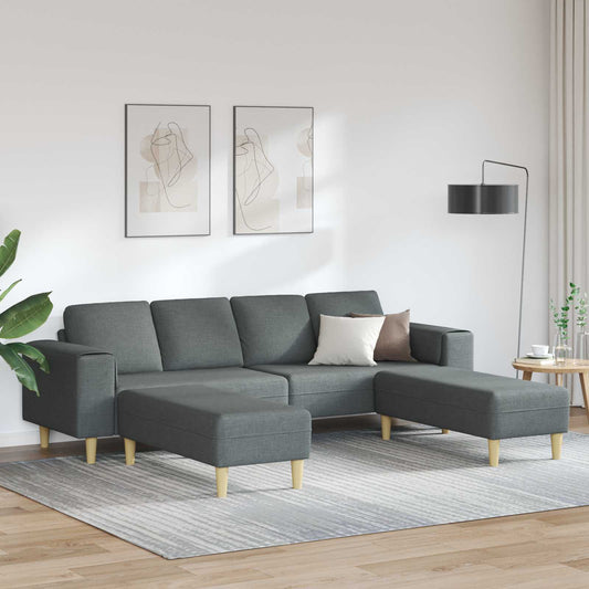 Divano per Soggiorno 3 pcs Grigio scuro Poliestere | homemem39
