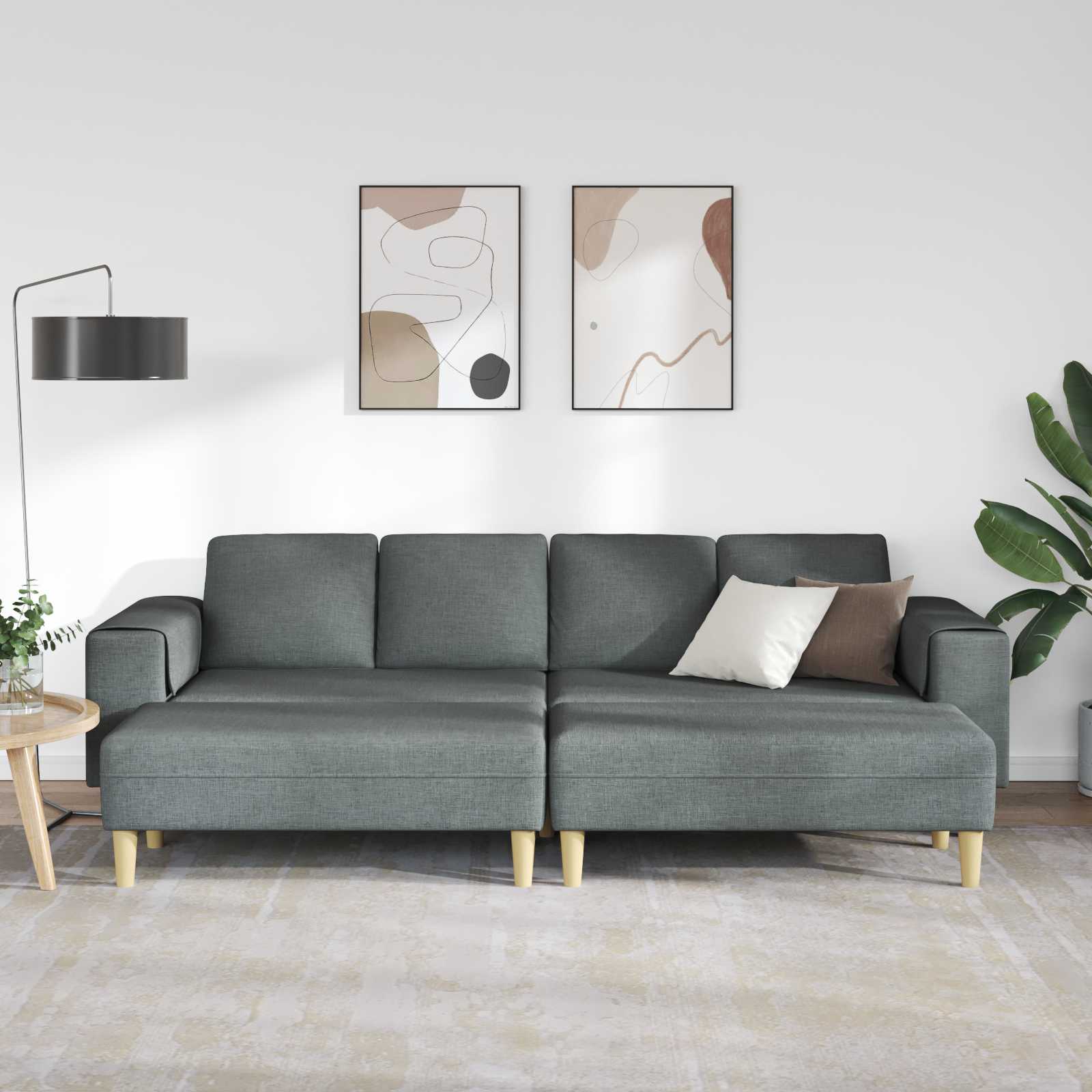 Divano per Soggiorno 3 pcs Grigio scuro Poliestere | homemem39
