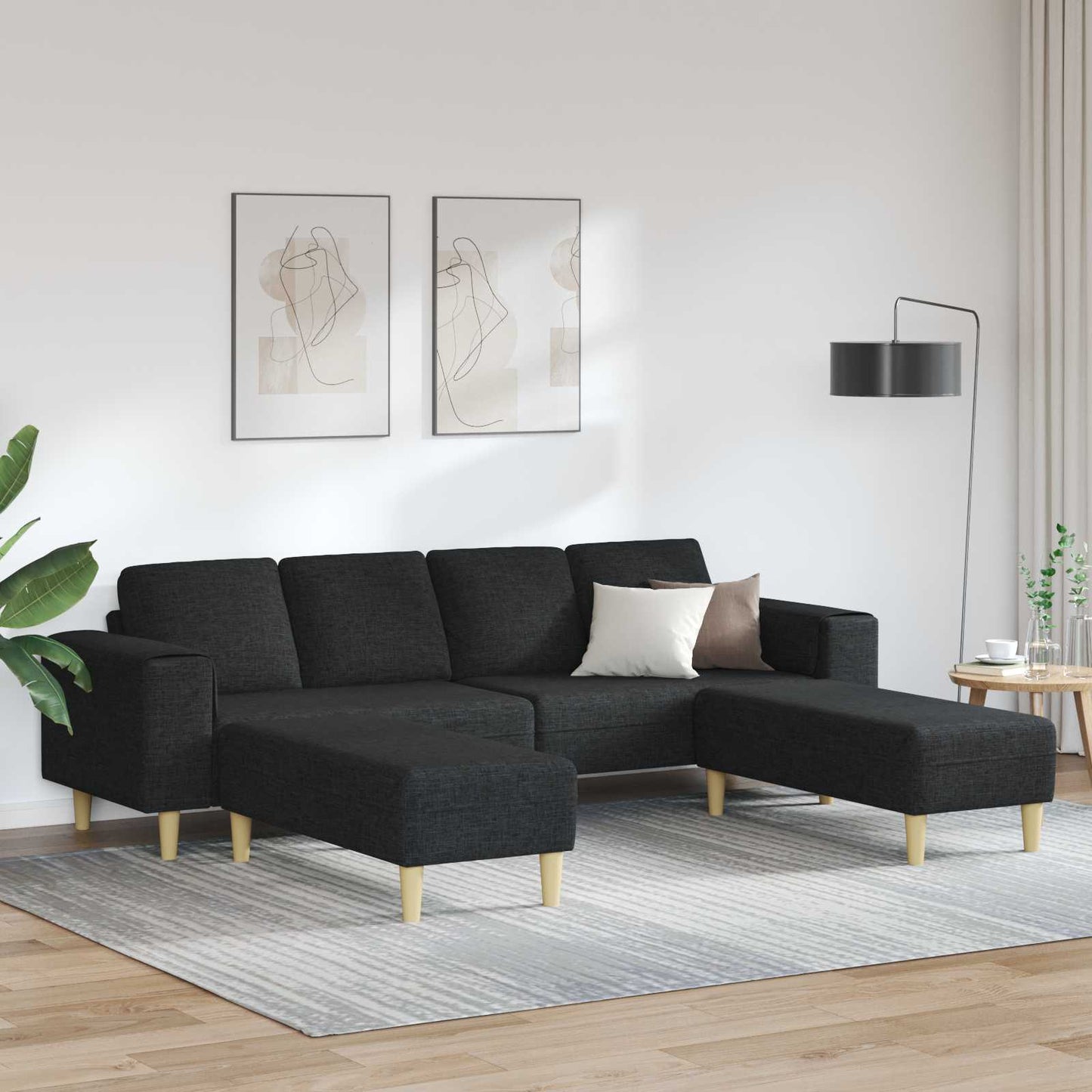 Divano per Soggiorno 3 pcs Nero Poliestere | homemem39