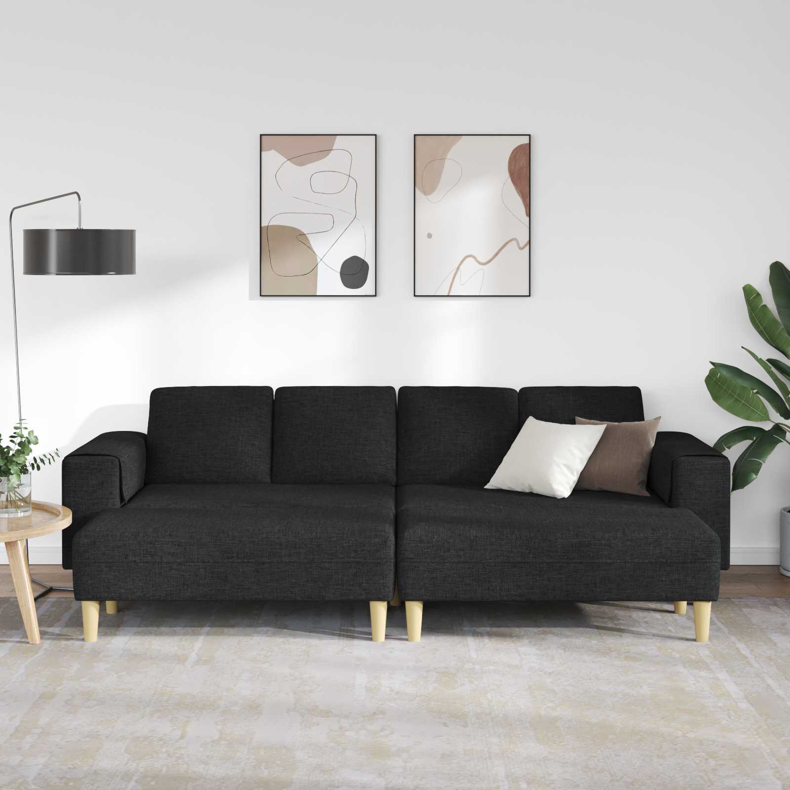 Divano per Soggiorno 3 pcs Nero Poliestere | homemem39