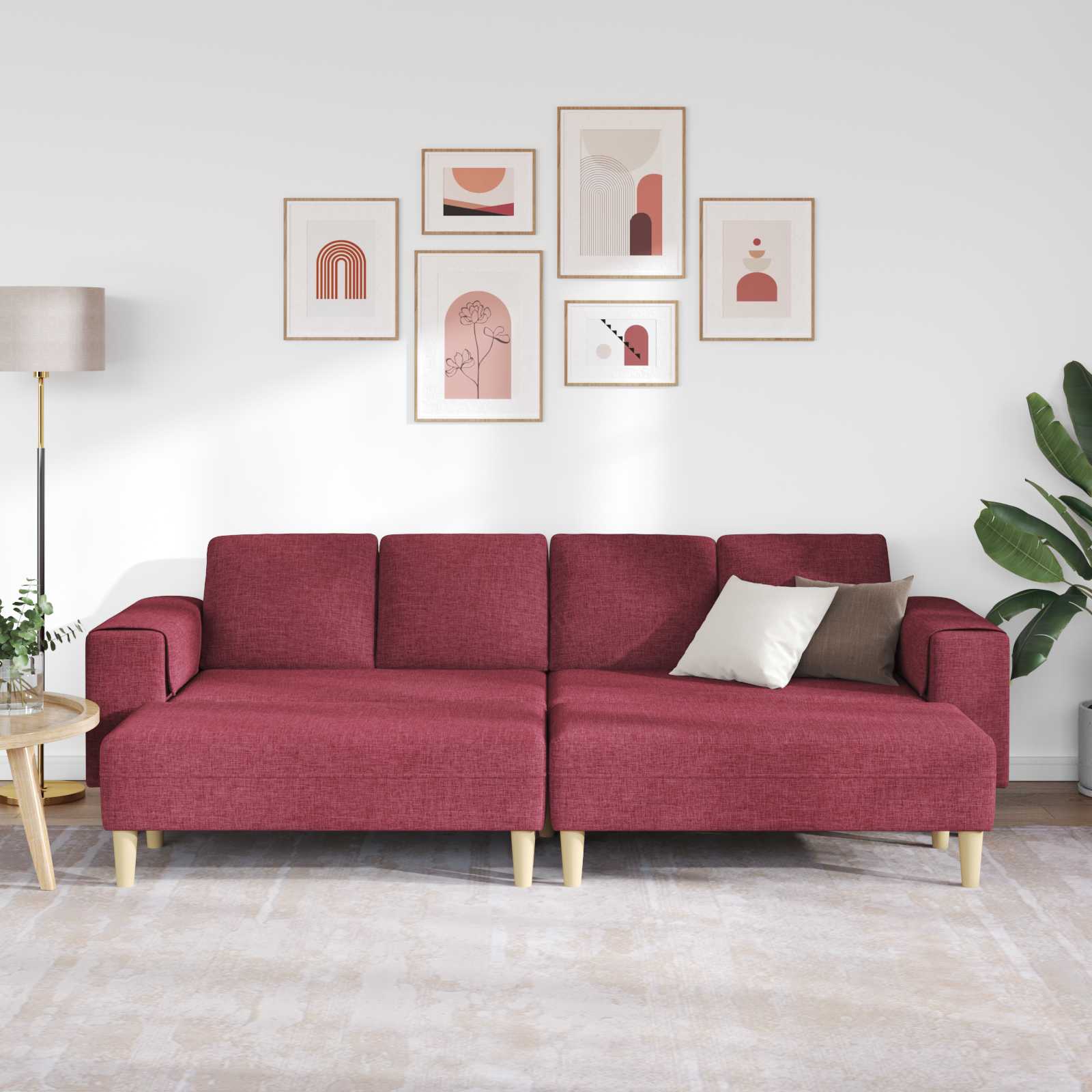 Divano per Soggiorno 3 pcs Rosso Vino 250 x 188 x 76 cm | homemem39
