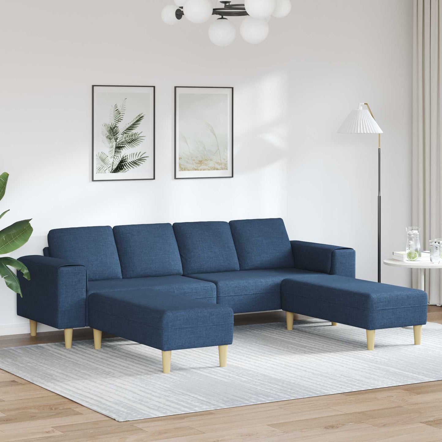 Divano per Soggiorno 3 pz Blu Poliestere