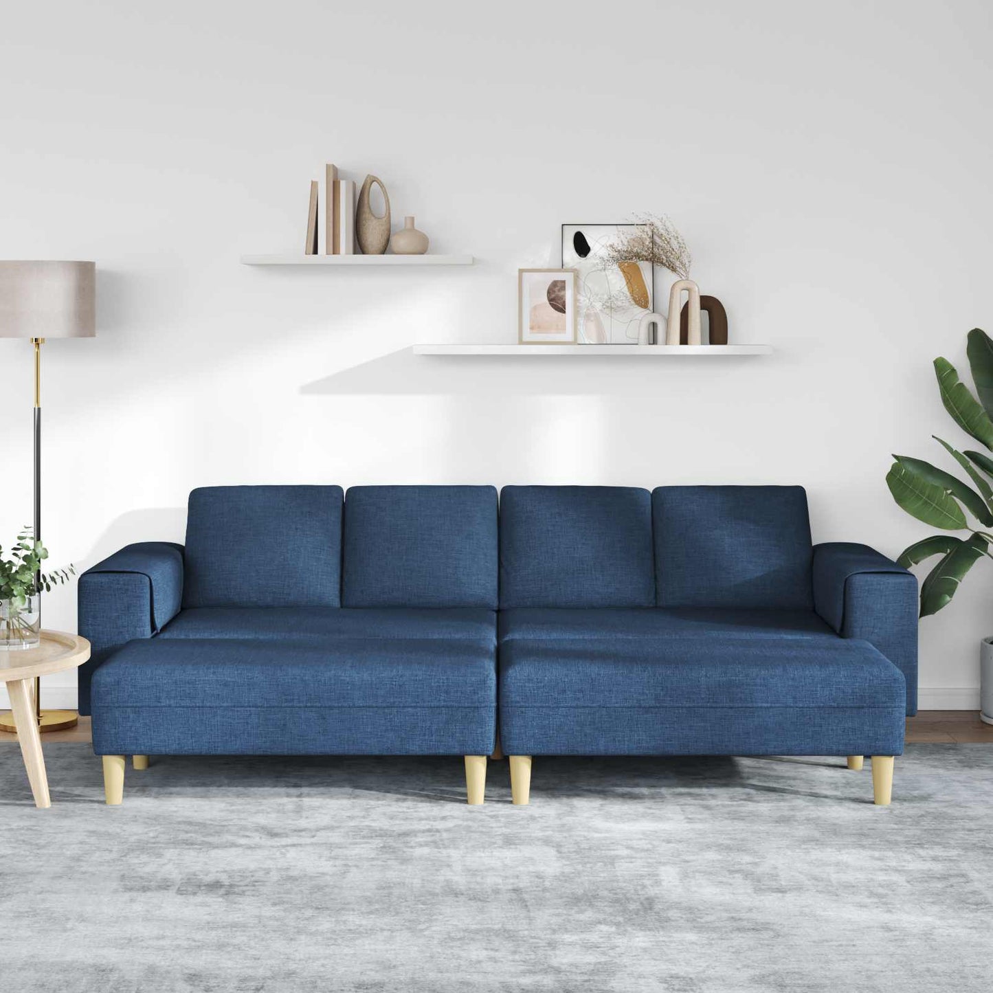 Divano per Soggiorno 3 pz Blu Poliestere