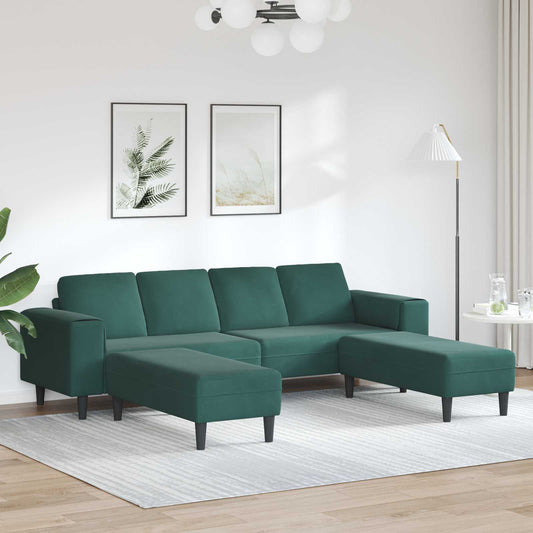 Divano per Soggiorno 3 pcs Verde Scuro 250 x 188 x 76 cm | homemem39