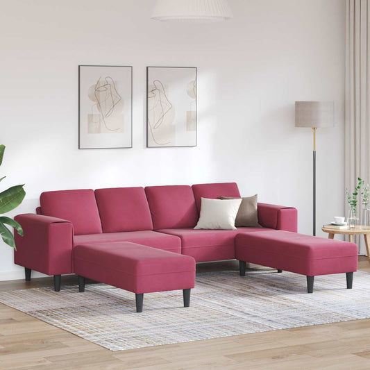 Divano per Soggiorno 3 pcs Rosso Vino 250 x 188 x 76 cm | homemem39
