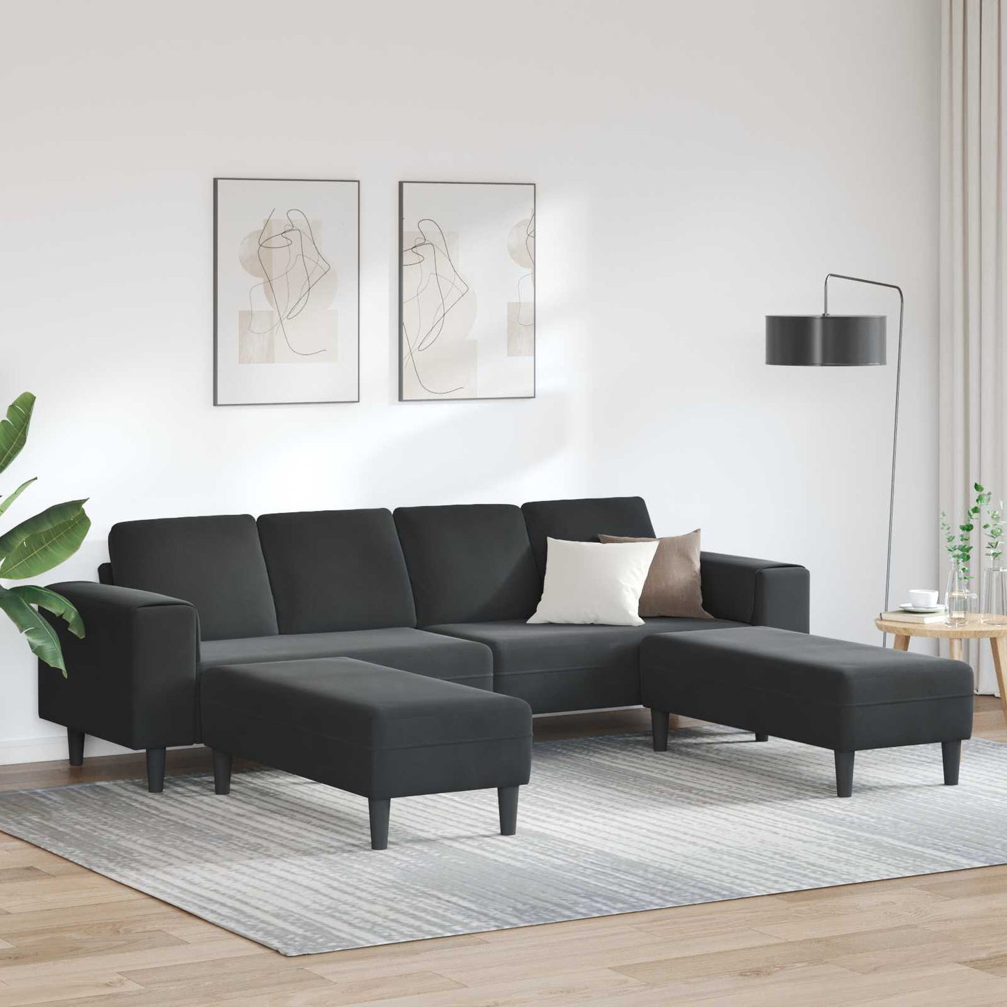 Divano per Soggiorno 3 pcs Nero 250 x 188 x 76 cm | homemem39