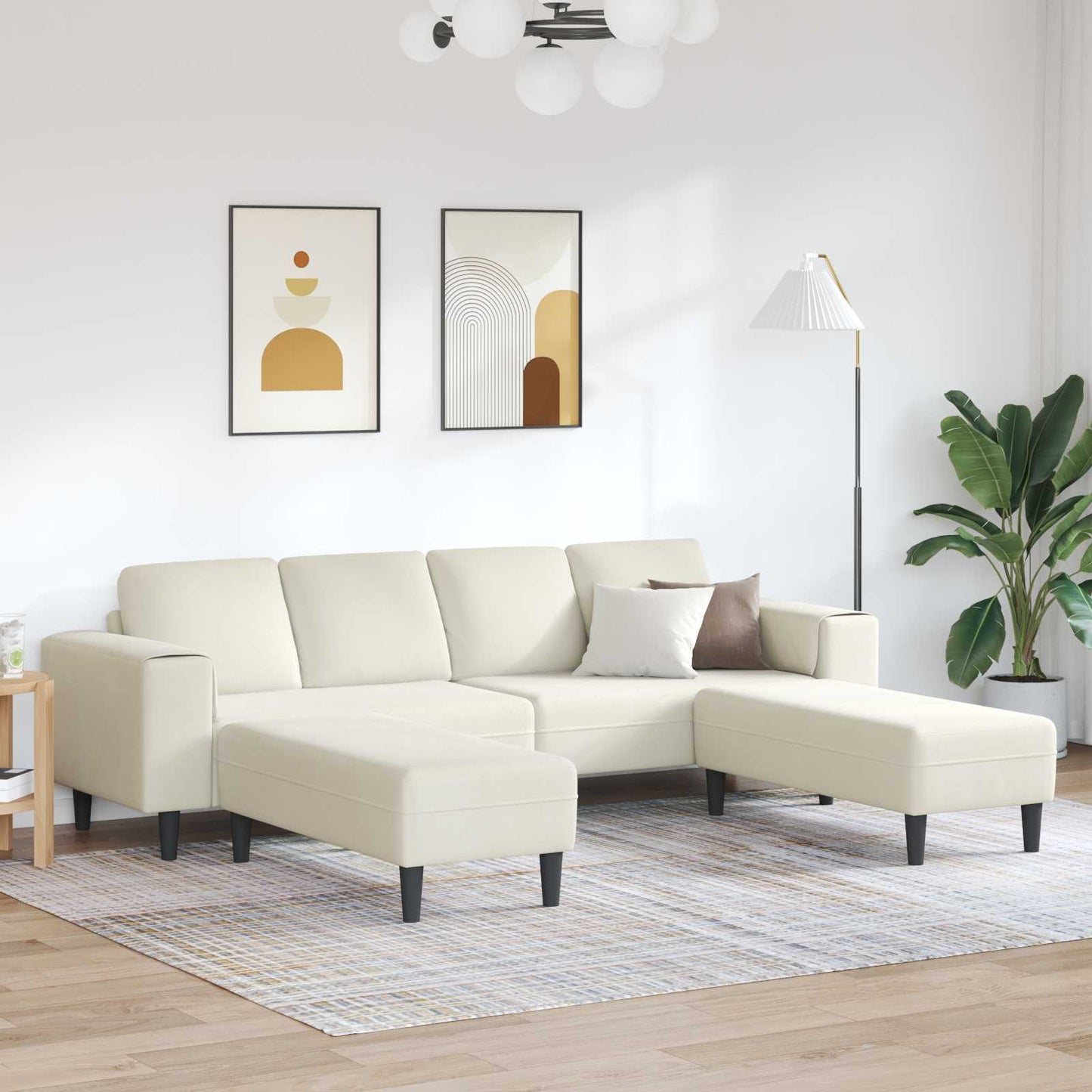 Divano per Soggiorno 3 pcs Crema 250 x 188 x 76 cm | homemem39