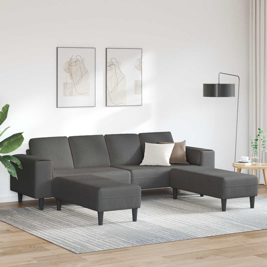 Divano Grigio scuro 250 x 188 x 76 cm Tessuto in Cords | homemem39