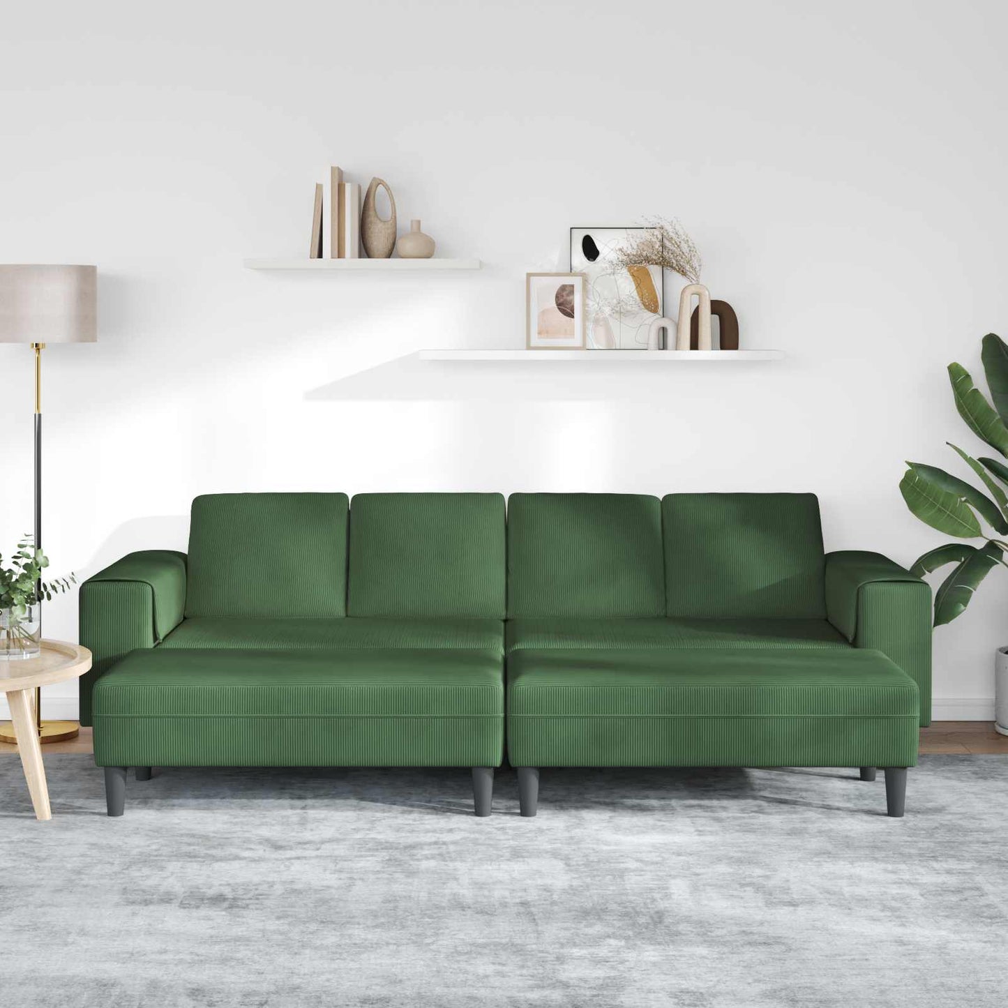 Divano Verde Scuro 250 x 188 x 76 cm Tessuto in Cords