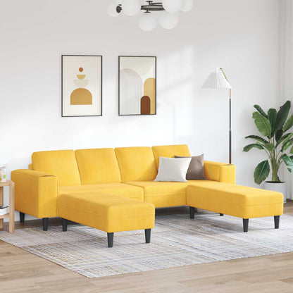 Divano Giallo Chiaro 250 x 188 x 76 cm Tessuto in Cords | homemem39