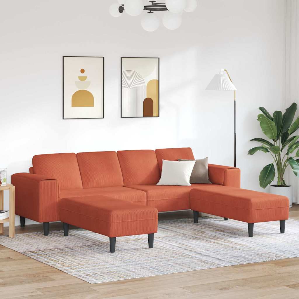 Divano in tessuto con cuscino Rosso Arancio 208 cm - homemem39