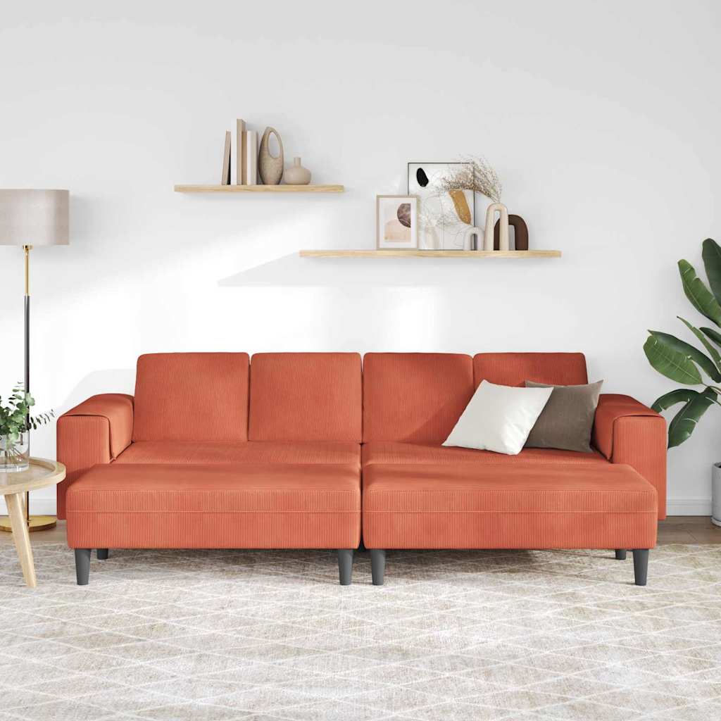 Divano in tessuto con cuscino Rosso Arancio 208 cm - homemem39