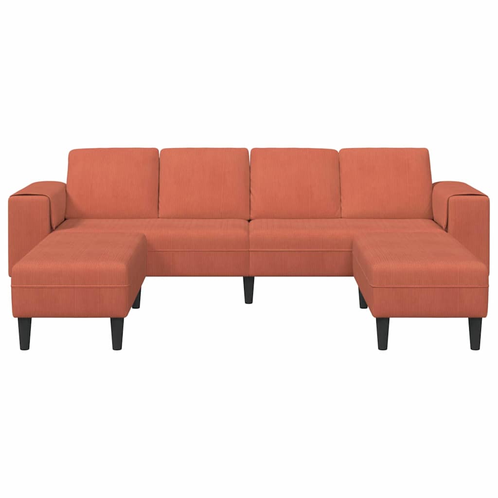 Divano in tessuto con cuscino Rosso Arancio 208 cm - homemem39