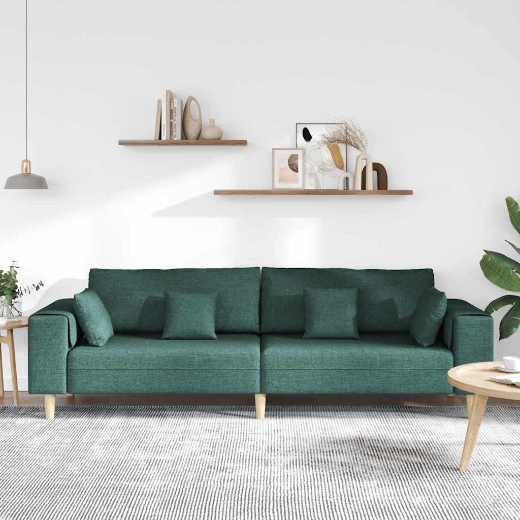 Divano con cuscino Verde Scuro 250 x 77 x 76 cm Tessuto | homemem39