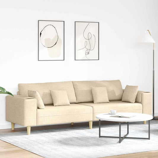 Divano con cuscino Crema 250 x 77 x 76 cm Tessuto | homemem39