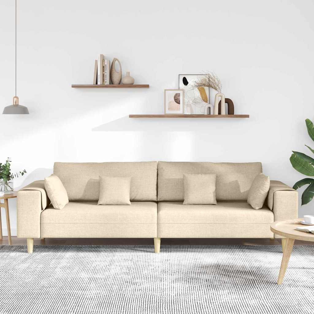 Divano con cuscino Crema 250 x 77 x 76 cm Tessuto | homemem39