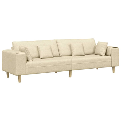 Divano con cuscino Crema 250 x 77 x 76 cm Tessuto | homemem39