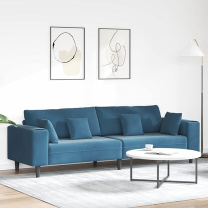 Divano in Velluto con cuscino Blu 208 cm Velluto