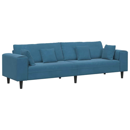 Divano in Velluto con cuscino Blu 208 cm Velluto