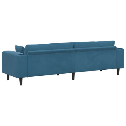 Divano in Velluto con cuscino Blu 208 cm Velluto