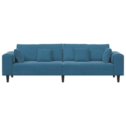 Divano in Velluto con cuscino Blu 208 cm Velluto