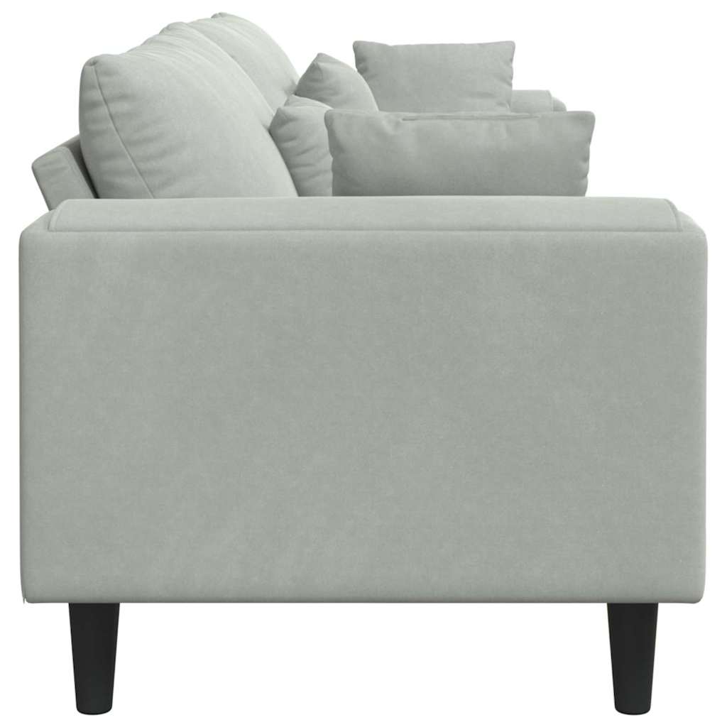 Divano in Velluto con cuscino Grigio chiaro 208 cm Velluto - homemem39