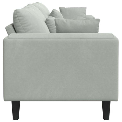 Divano in Velluto con cuscino Grigio chiaro 208 cm Velluto - homemem39