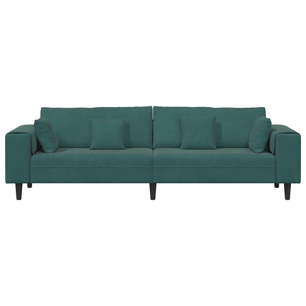 Divano in Velluto con cuscino Verde Scuro 208 cm Velluto - homemem39