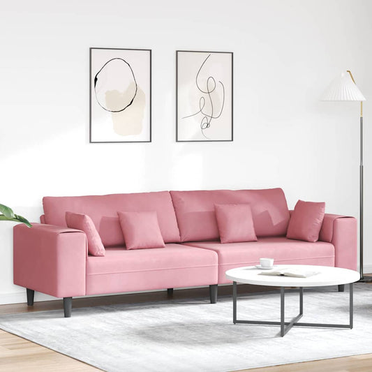 Divano in Velluto con cuscino Rosa 209 cm Velluto