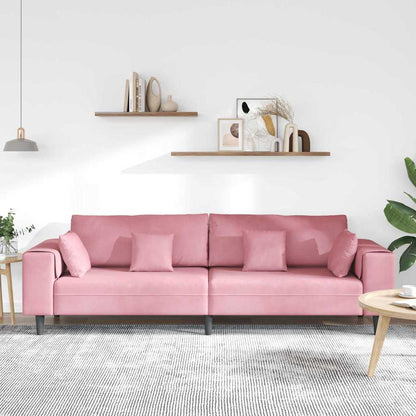 Divano in Velluto con cuscino Rosa 209 cm Velluto