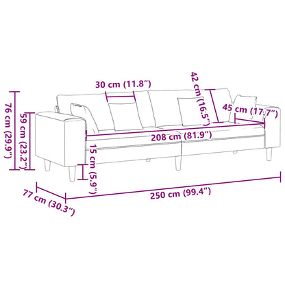 Divano Rosa 250 x 77 x 76 cm Velluto | homemem39