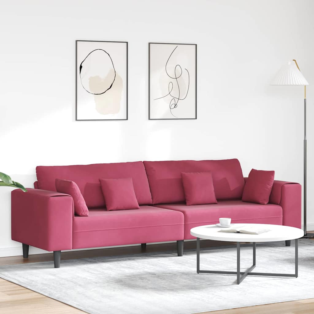Divano Rosso Vino 250 x 77 x 76 cm Velluto | homemem39