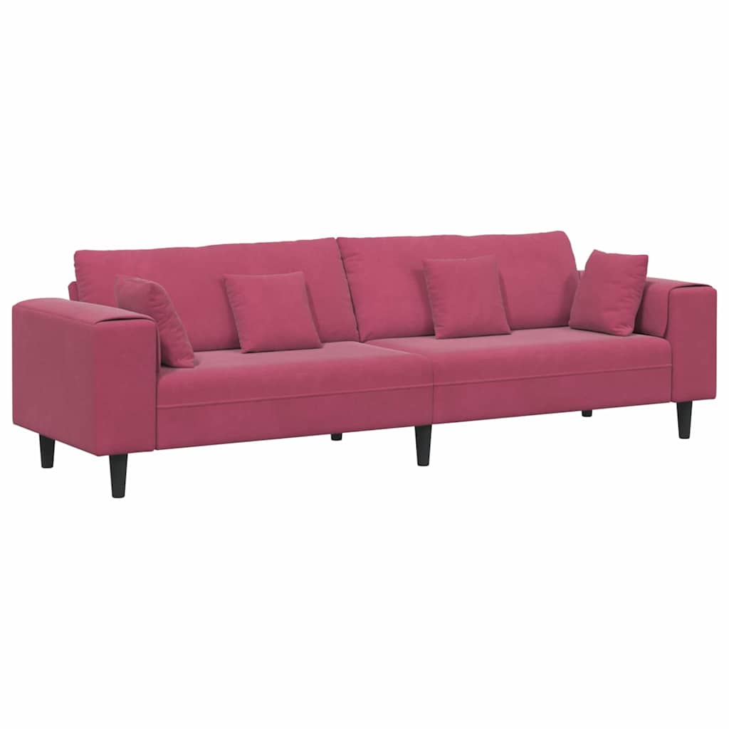 Divano in Velluto con cuscino Rosso Vino 208 cm Velluto - homemem39