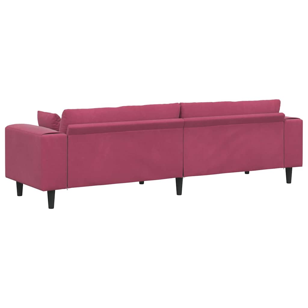Divano in Velluto con cuscino Rosso Vino 208 cm Velluto - homemem39