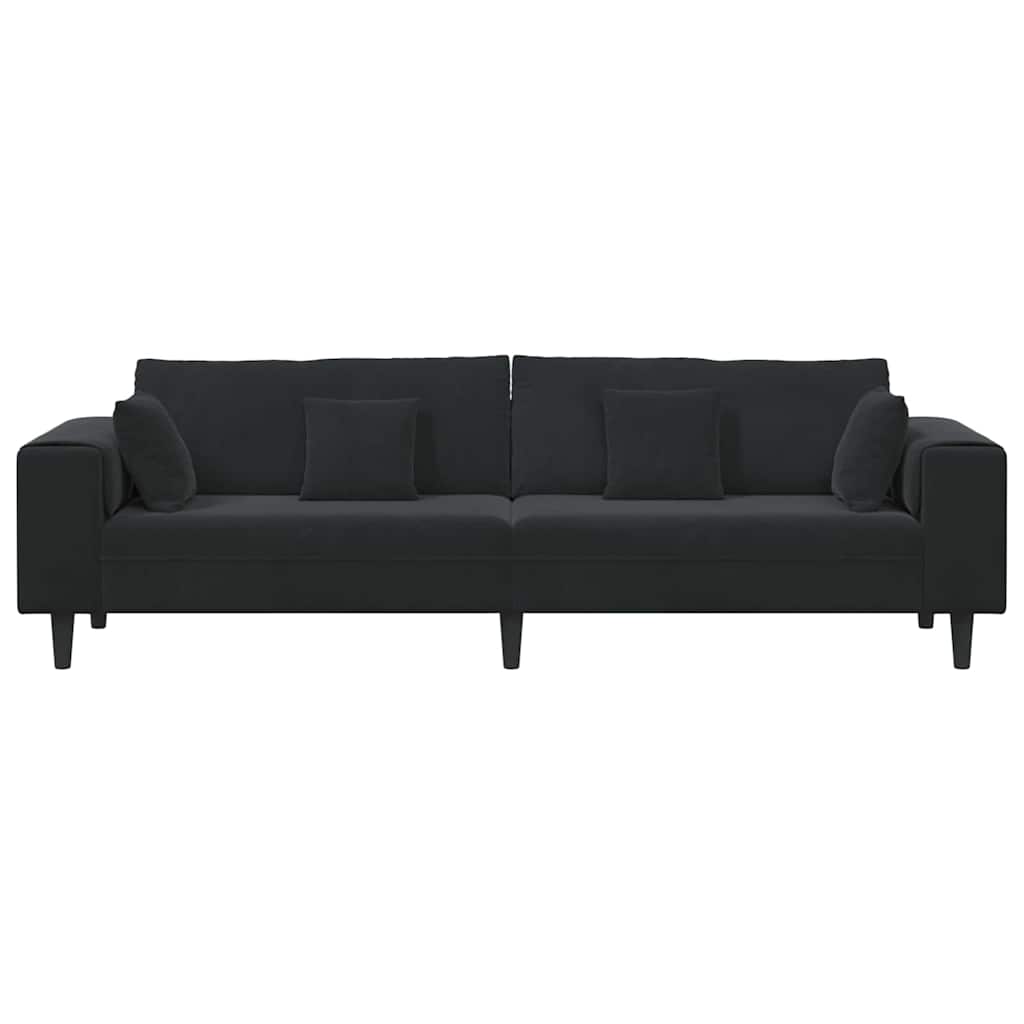 Divano in Velluto con cuscino Nero 208 cm Velluto - homemem39