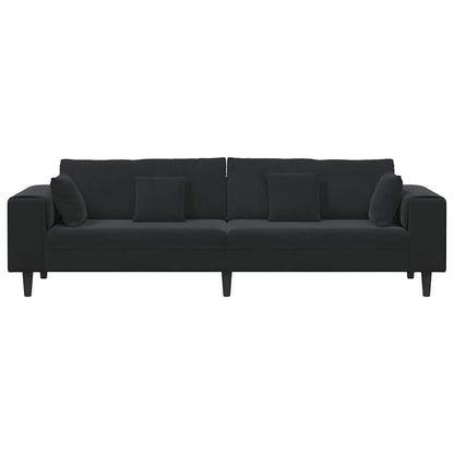 Divano in Velluto con cuscino Nero 208 cm Velluto - homemem39