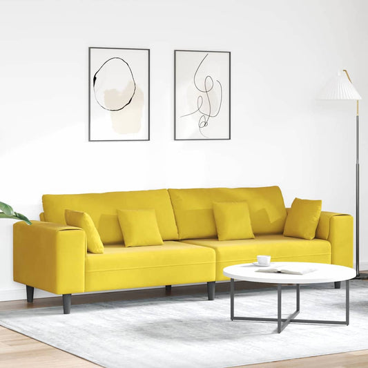 Divano in Velluto con cuscino Giallo 210 cm Velluto - homemem39