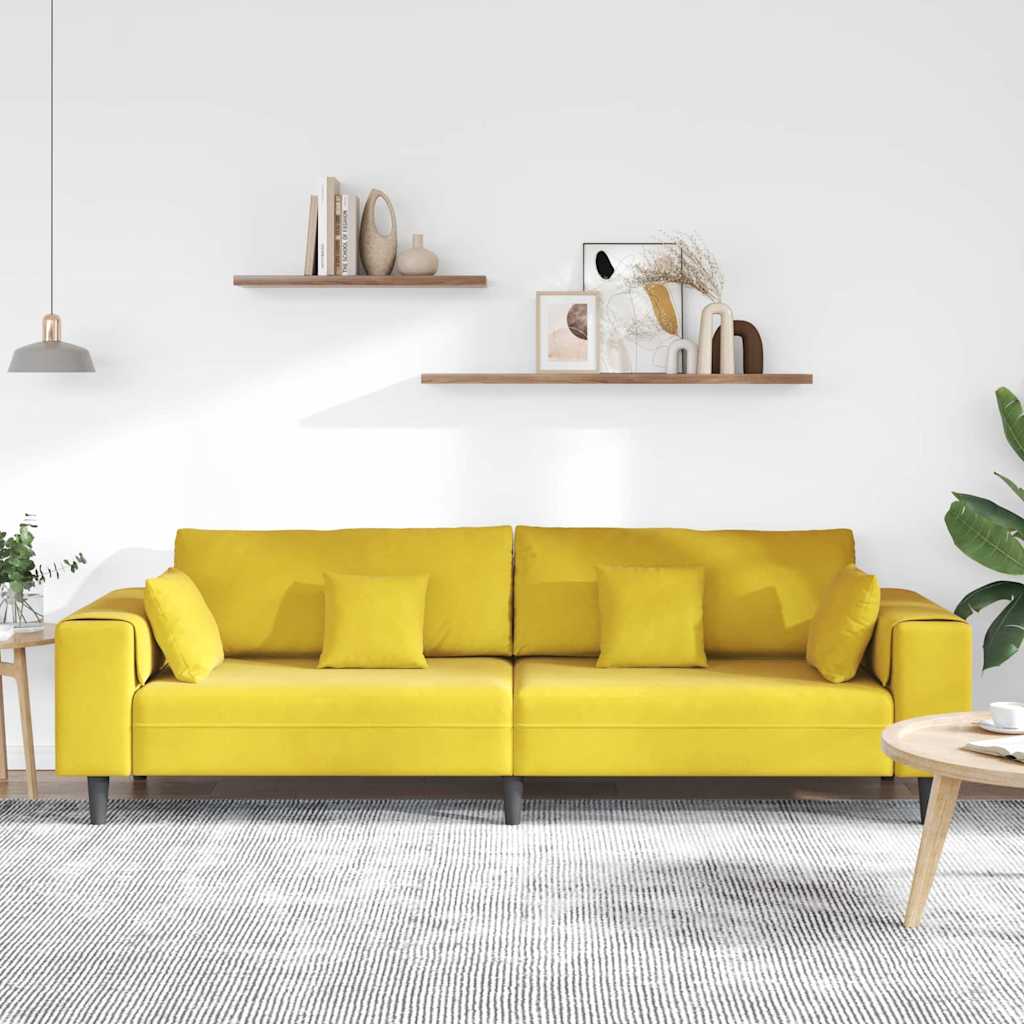 Divano in Velluto con cuscino Giallo 210 cm Velluto - homemem39