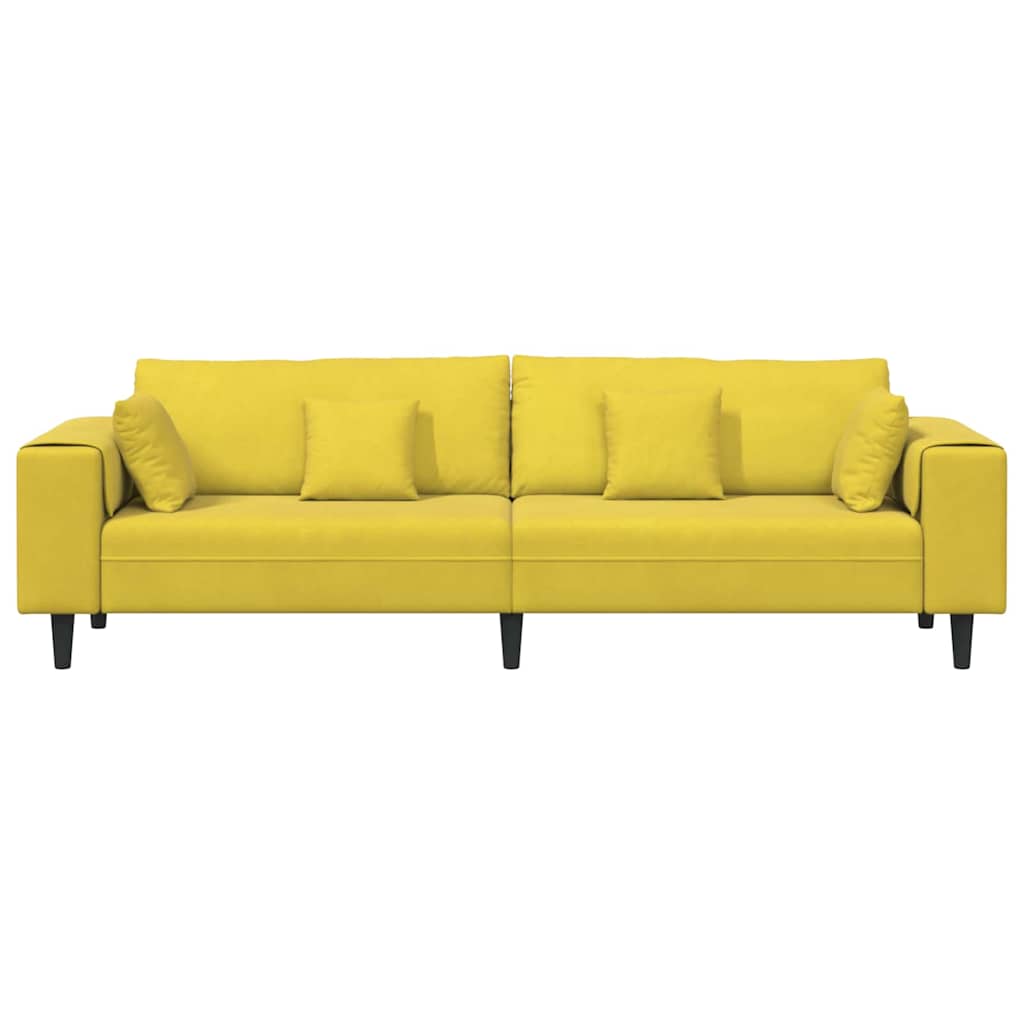 Divano in Velluto con cuscino Giallo 210 cm Velluto - homemem39